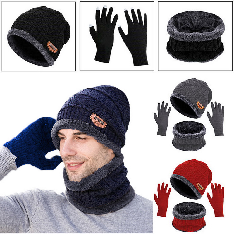 Tanie 3 sztuk/zestaw moda dzianiny kapelusz mężczyźni kobiety zima sklep