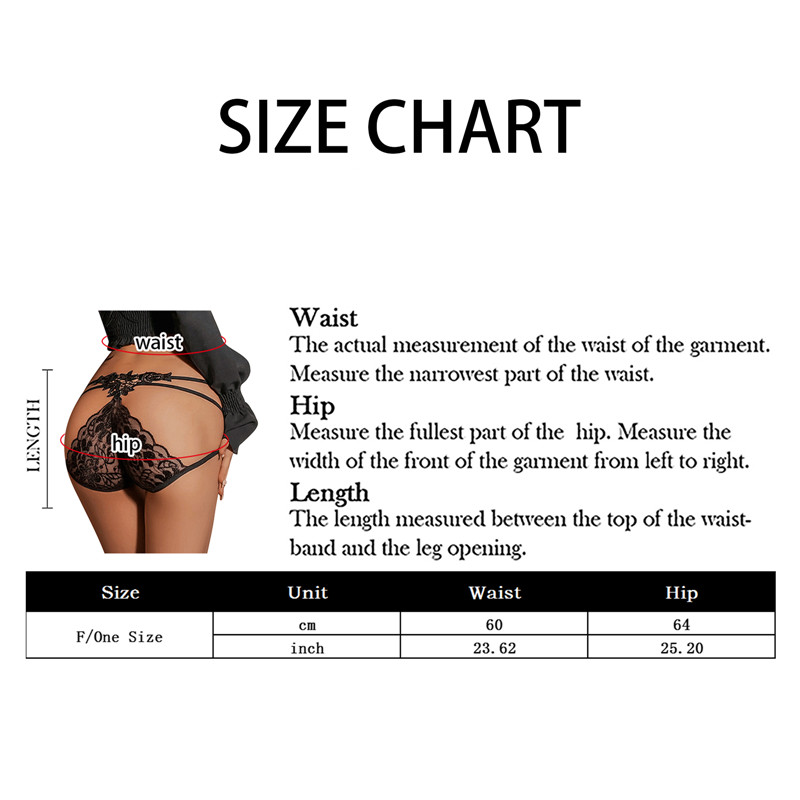 Womens Panties Lace Embroidery Transparent Underwear Hollow Out Exotic  Lingerie Female Thongs Briefs Bandage Underpant size One size Color Black