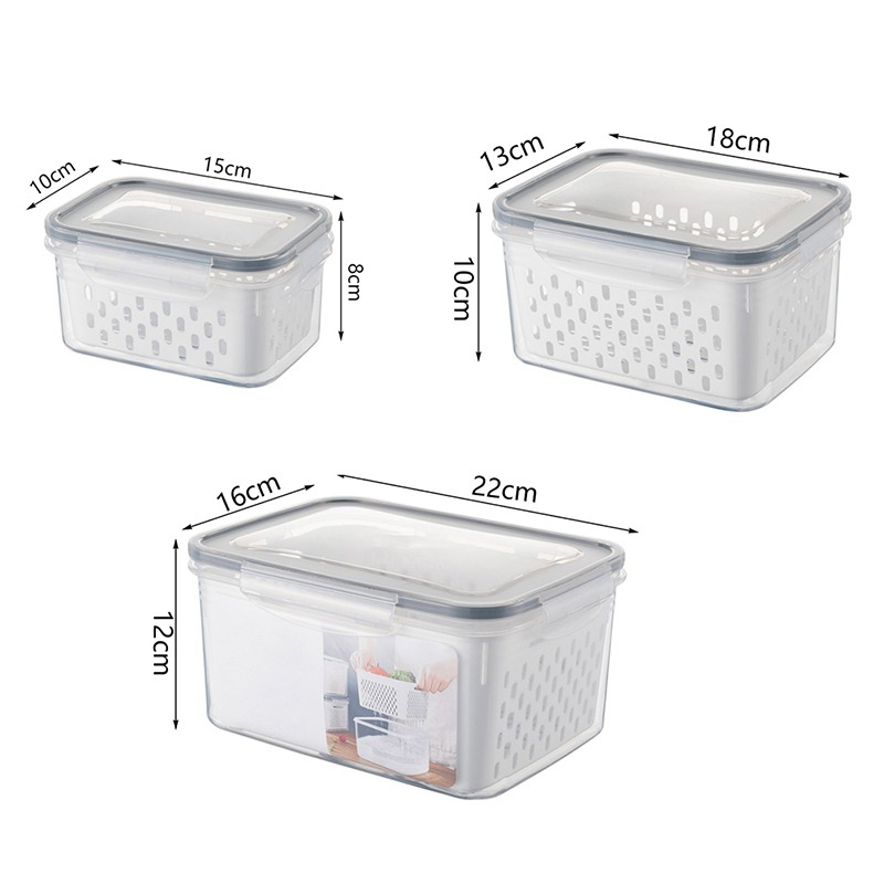 Refrigerator Food Vegetable Fresh Storage Box with Drain Basket