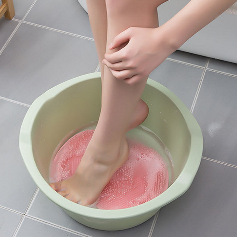 Exfoliating Shower Massage Bathroom Non-slip Bath Mat Silicone Massage Brush Silicone Foot Scrubber Massage Pad Bath Accessories
