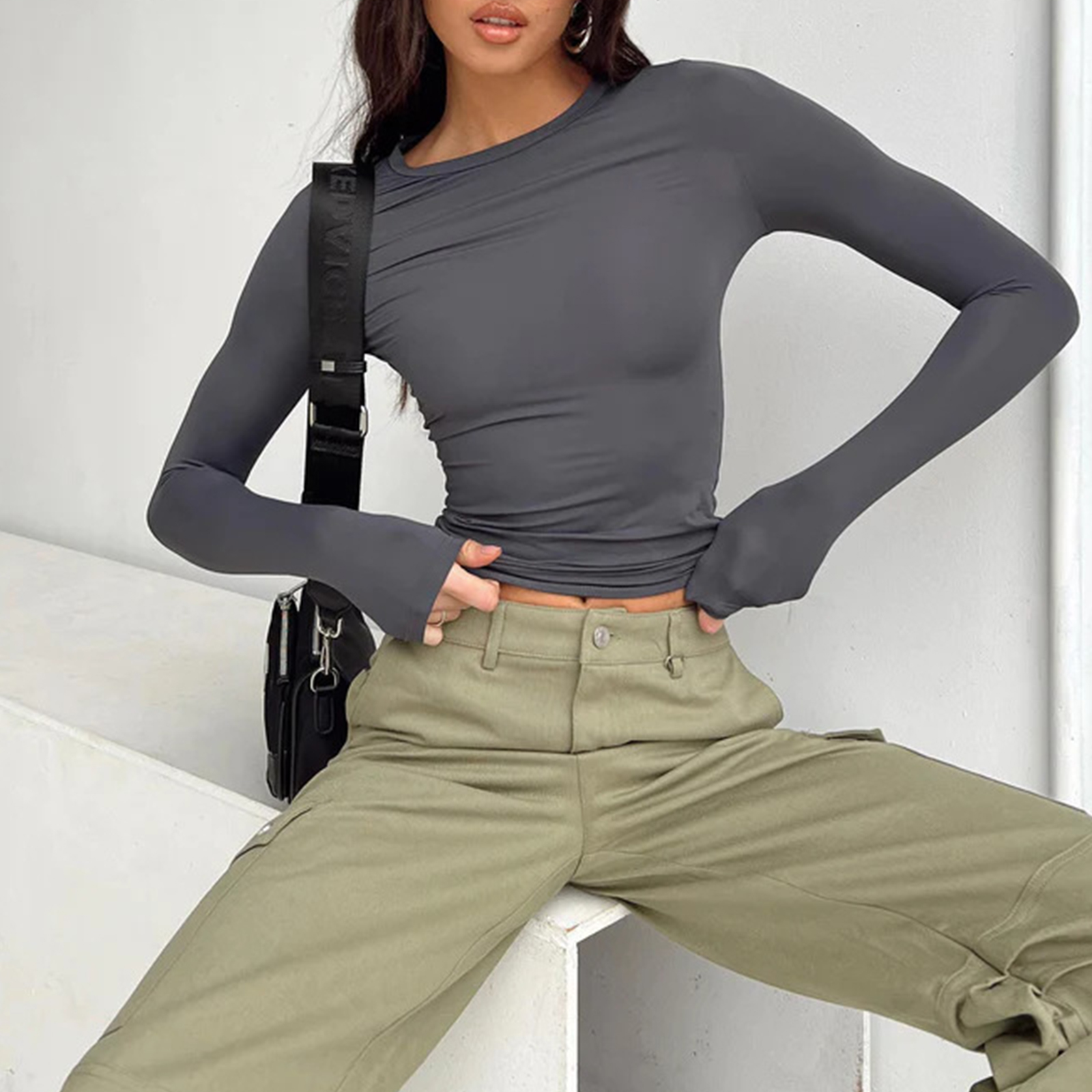 Tanie Kobiety Y2K topy moda lato Casual Solid Color t-shirty 2023 Sexy Clubwear sklep