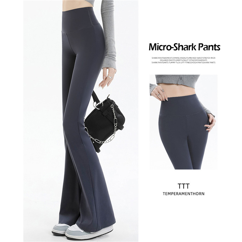 Women Micro Flared Shark Pants Leggings Slim Yoga Pants Women High Waist Wide Leg Pants Gym Sports Flared Pants Dance Trousers