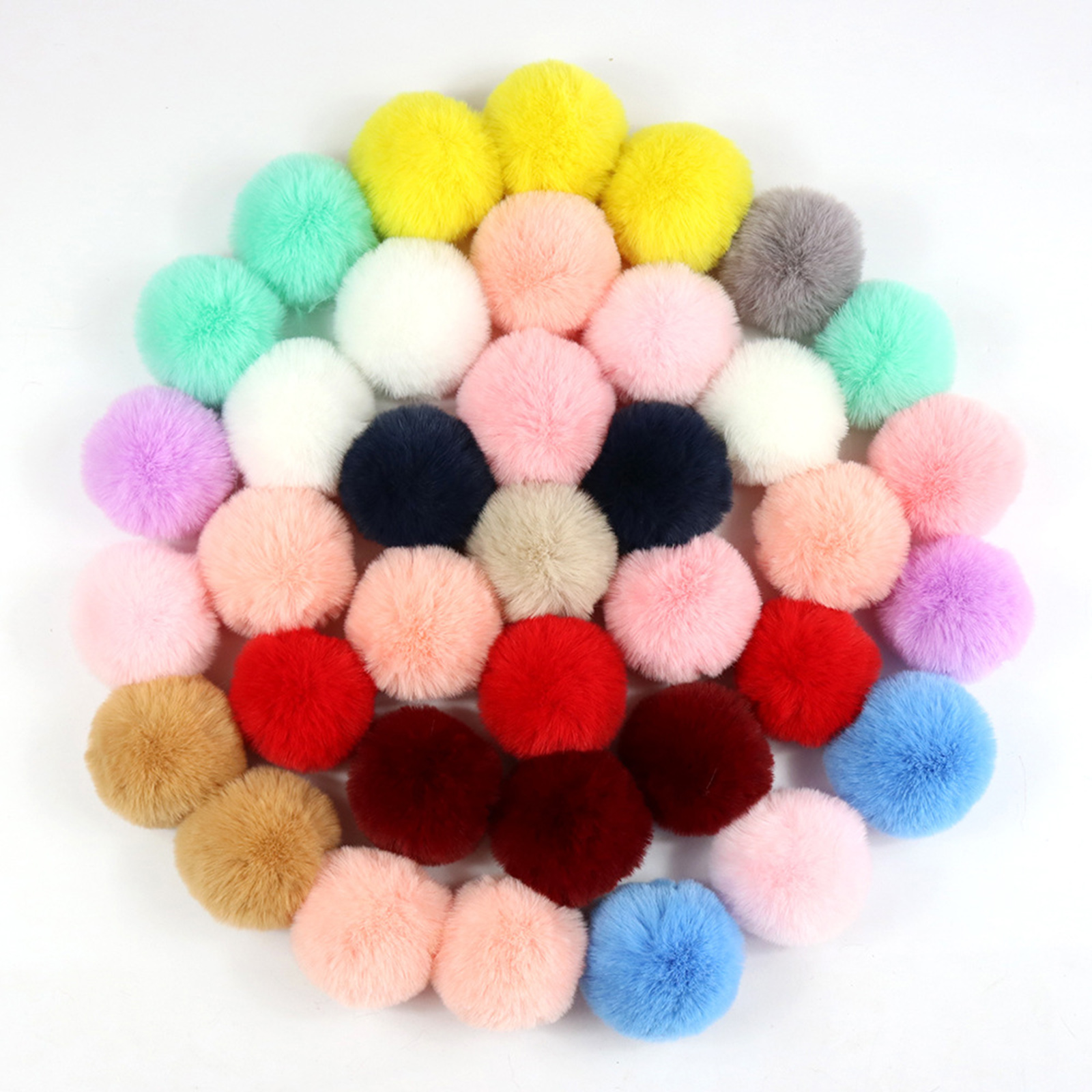 Description Picture 2 of item4cm 5cm Multicolor Soft Pom Pom Ball With Rubber Band DIY Handmade Craft Materials Clothing Scarf Women Sewing Accessories,10pcs