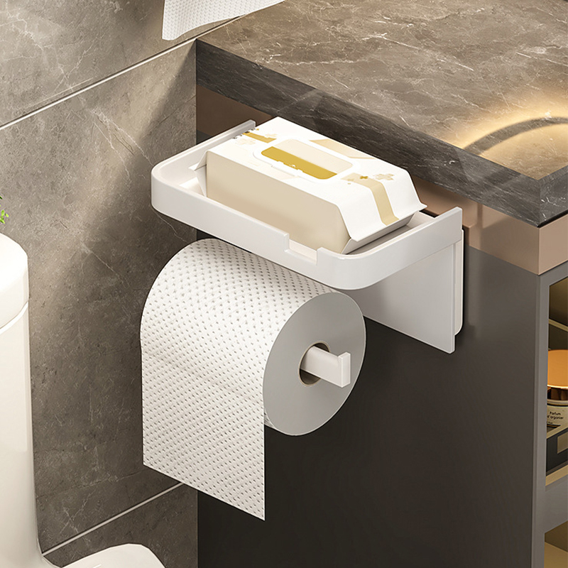 M276669C Toilet Paper Holder Plastic Storage Rack Kitchen Towel Placement Of Seasoning Bottles Bathroom Wall Roll Of Paper Phone Storage