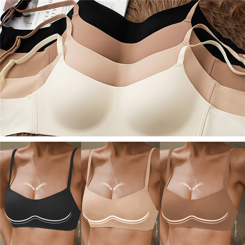M281078P One Piece Push Up Bra Sexy Bra Seamless Underwear With Thin Cups Gathered And No Steel Rings For Comfortable Breathable Tops