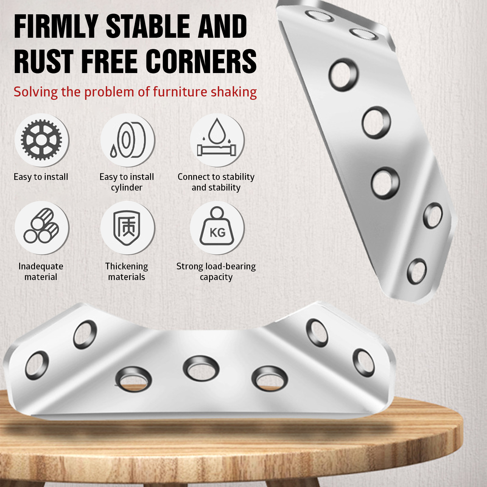 Description Picture 6 of item10pcs Angle Corner Brackets Universal Furniture Corner Connector Brace Joint Fastener Bedframe Cabinet Drawer Shelf Brackets