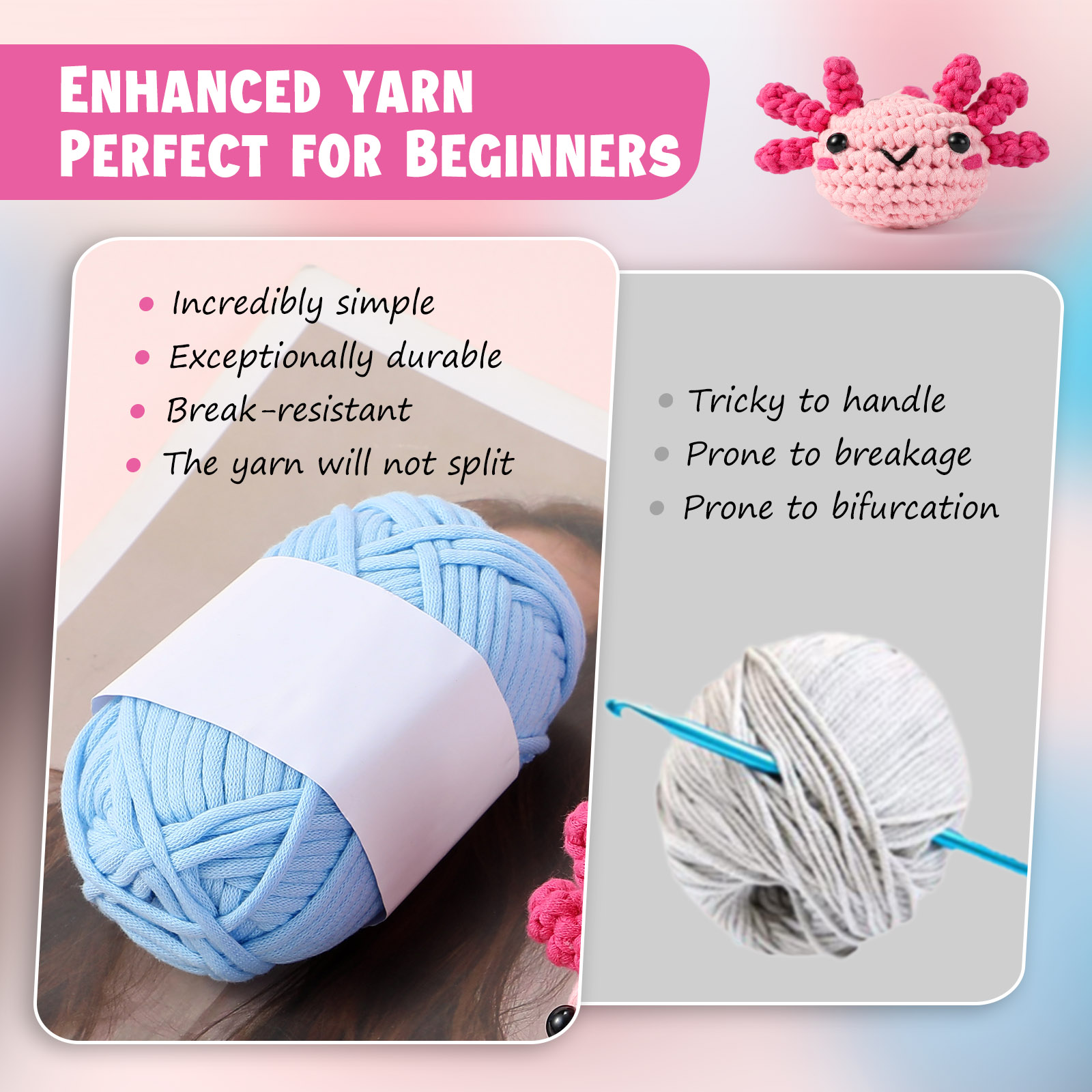 Description Picture 6 of itemDIY Animal Crochet Kit For Beginner With Video Tutorial Cotton Knitting Yarn Thread Needles Hook Knit Tool Set DIY Present Craft