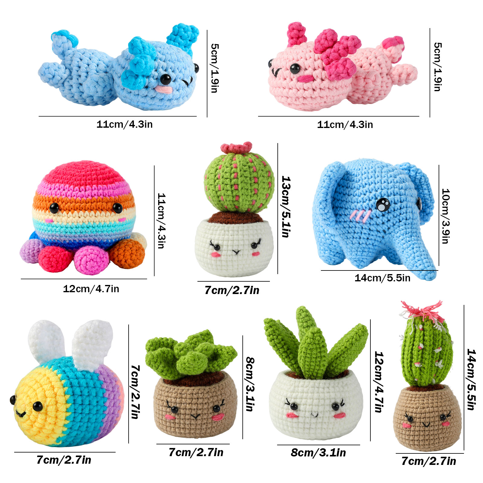 Description Picture 2 of itemDIY Animal Crochet Kit For Beginner With Video Tutorial Cotton Knitting Yarn Thread Needles Hook Knit Tool Set DIY Present Craft